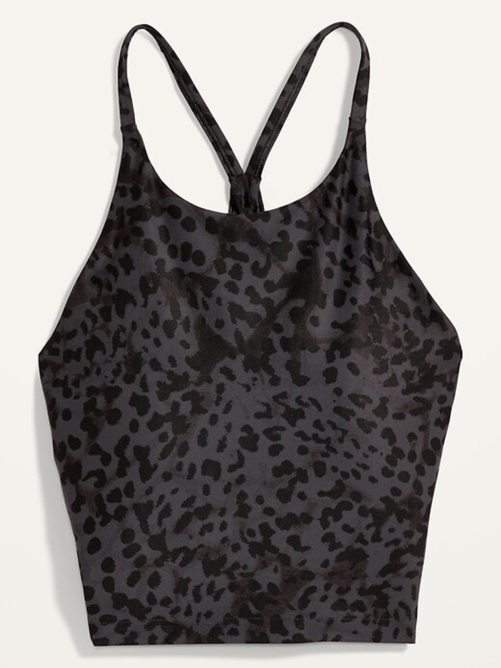 Old navy black gray leopard Light Support PowerSoft Longline Sports Bra large